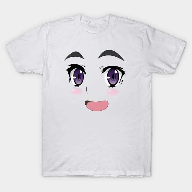 Anime cute face T-Shirt by Qwerty